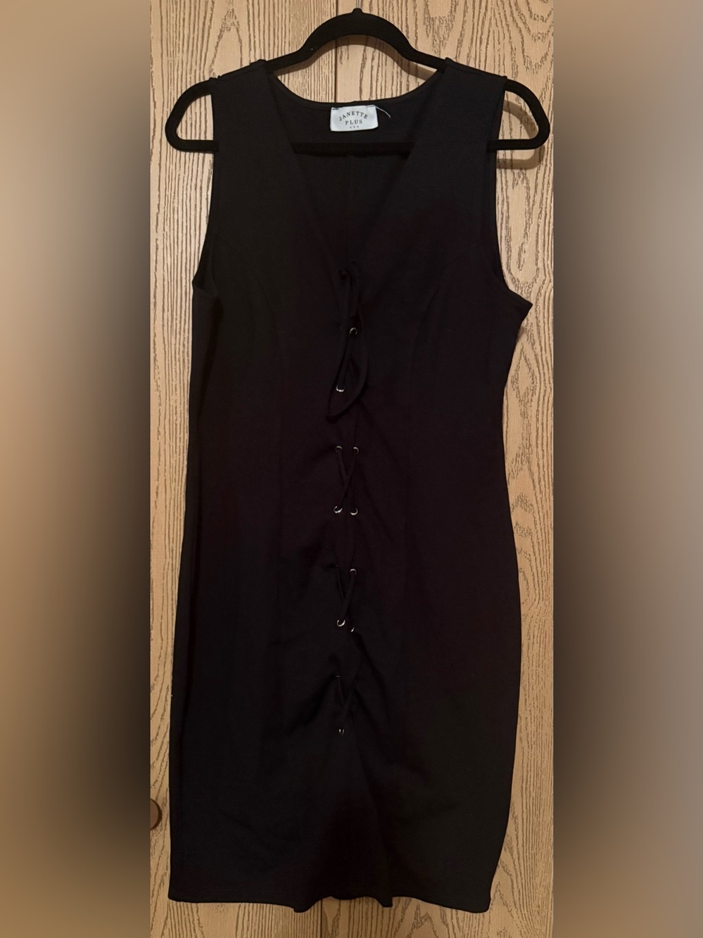 Janette Plus Black Sleeveless Lace-Up Mini Dress